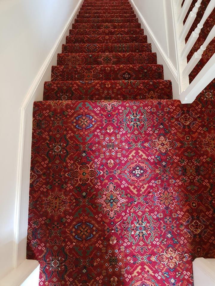 red pattern stairs