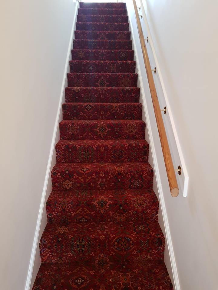 red pattern staircase